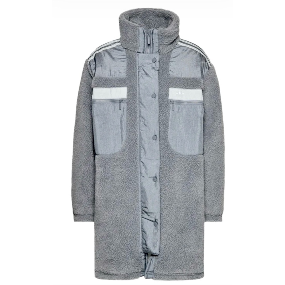 adidas Originals, Elongated Polar Fleece Jacket, Oversized Fit, Grey, Sz…